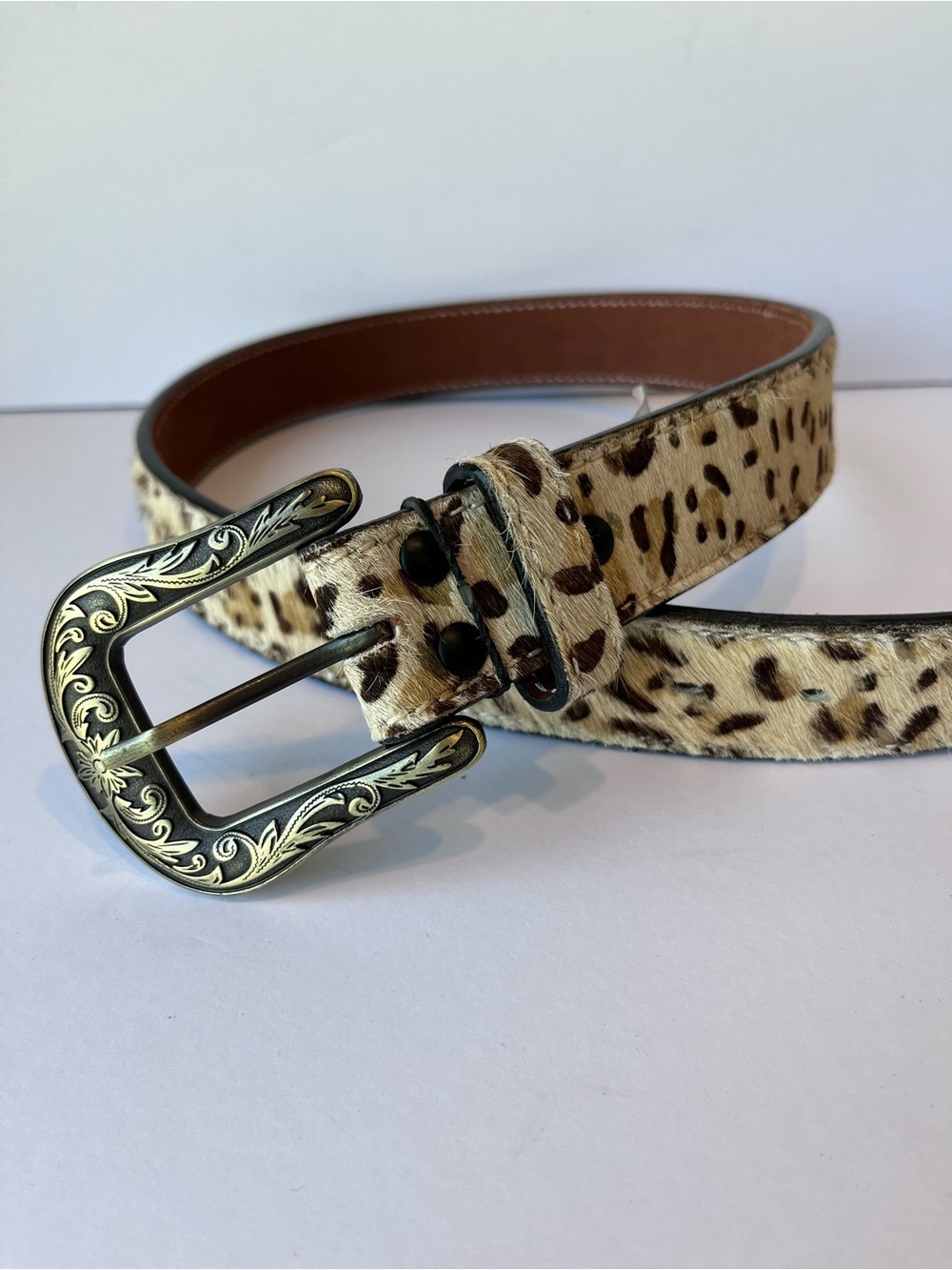Angel Ranch Calf Hair Western Cheetah Belt